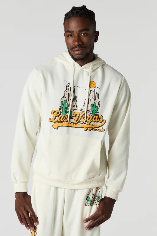 Hip - Hop Style Las Vegas Graphic Fleece Hoodie Elegant Men's Cashmere