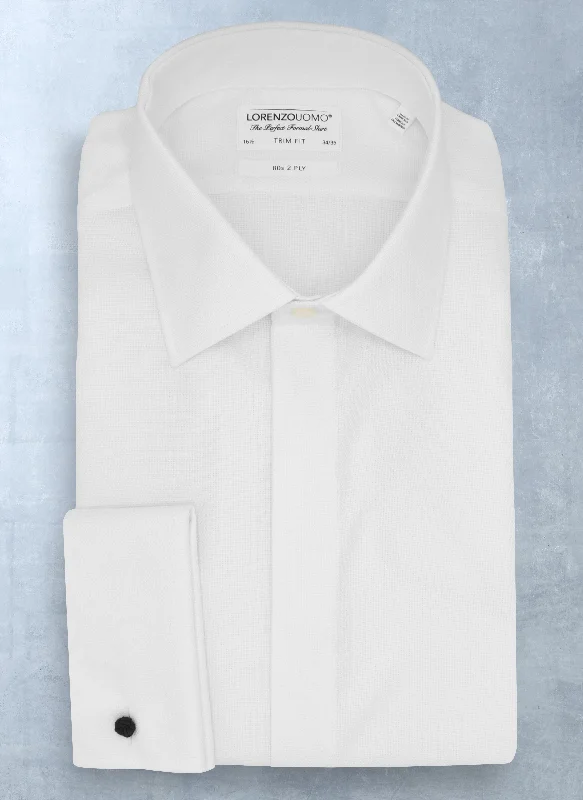 Alexander Solid Textured White Shirt Refined Men's Classic 