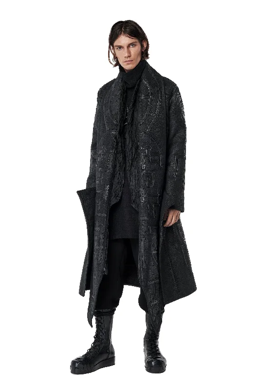 Air Permeable Nasrani Men's Long Coat Polished Men's Satin