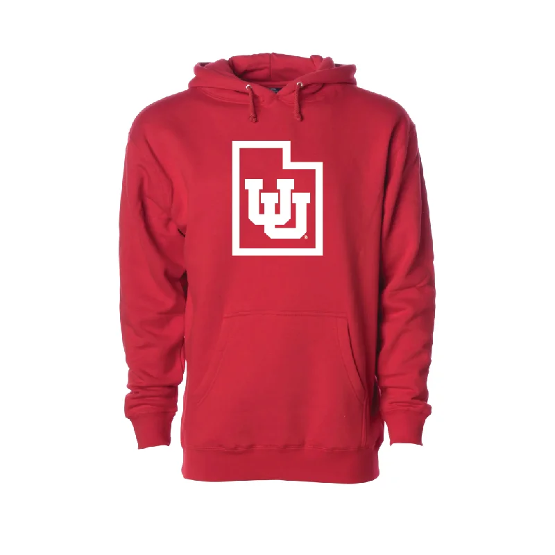 Hip - Hop Style Interlocking UU - State Outline  Embroidered Hoodie Casual Men's Loose