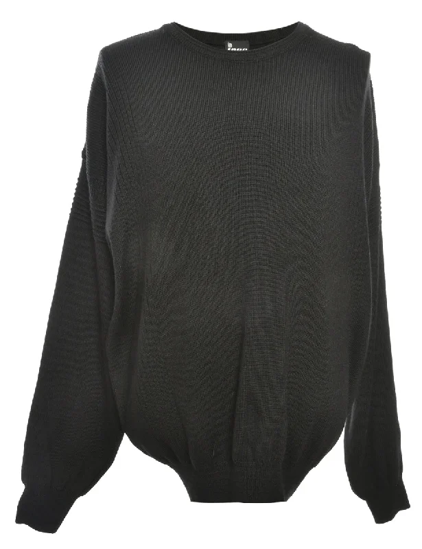 Graffiti Inspired Black Long Sleeved Jumper - M Elegant Men's Cashmere