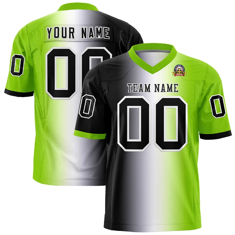 Custom Black White-Neon Green Personalized Gradient Fashion Authentic Football Jersey Sharp Men's Italian