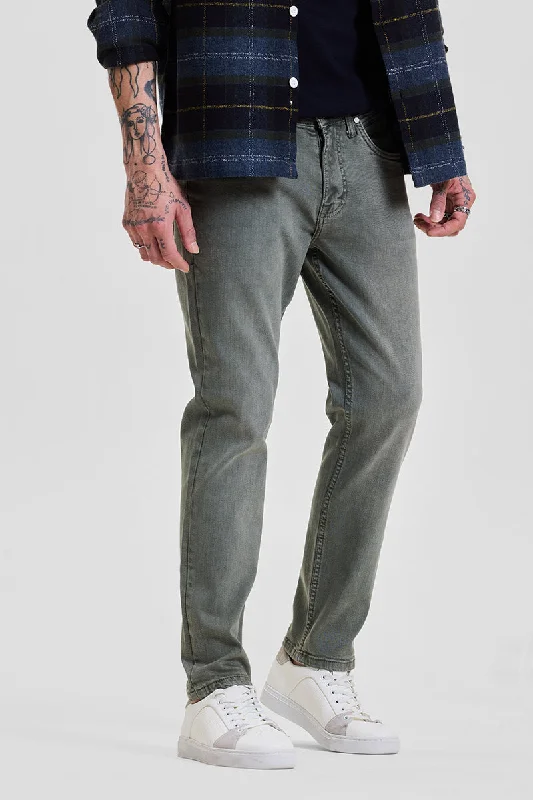 Grey Slim Fit Jeans Minimalist Men's Casual 