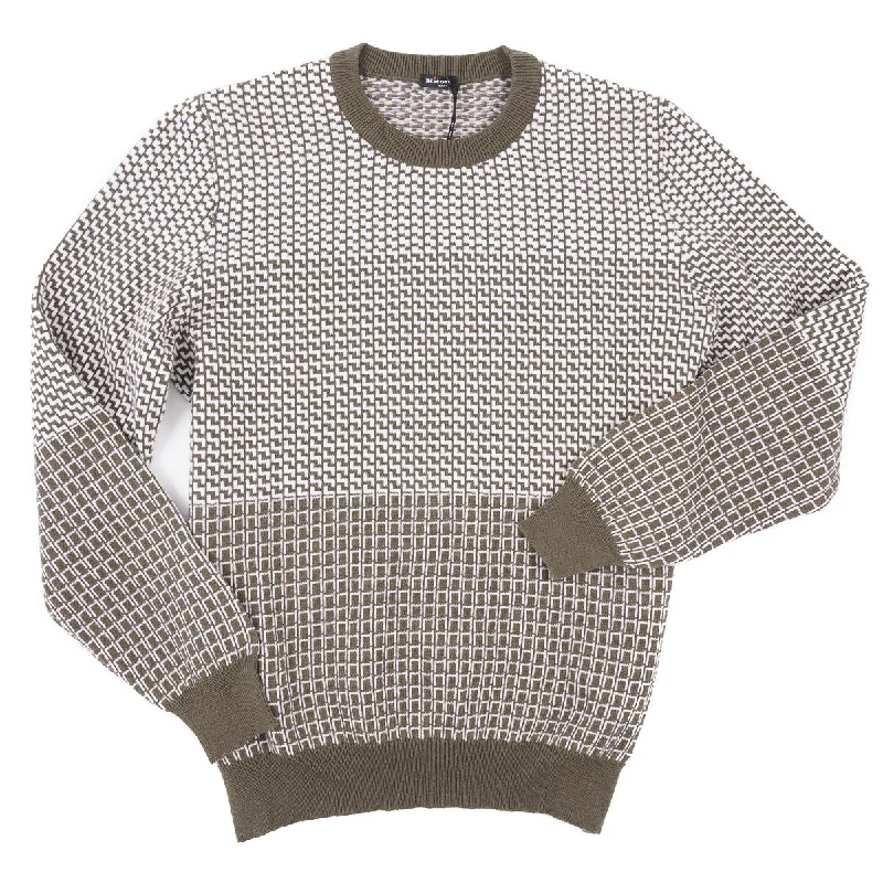 Sustainable fashion oriented Kiton Patterned Knit Cashmere Sweater Sporty Men's Tennis