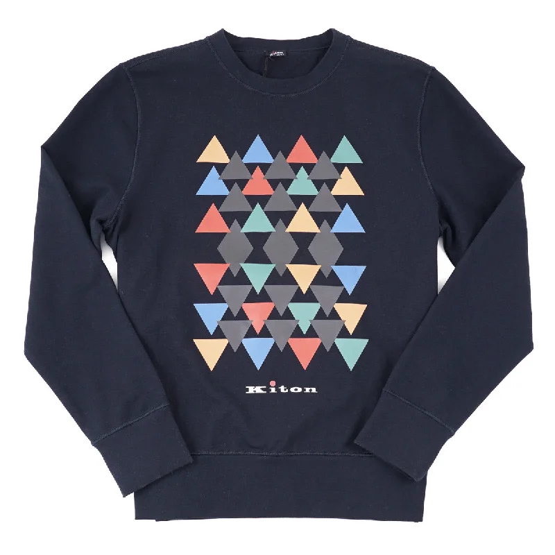 Skin friendly Kiton Cotton Sweatshirt with Graphic Print Practical Men's Multi