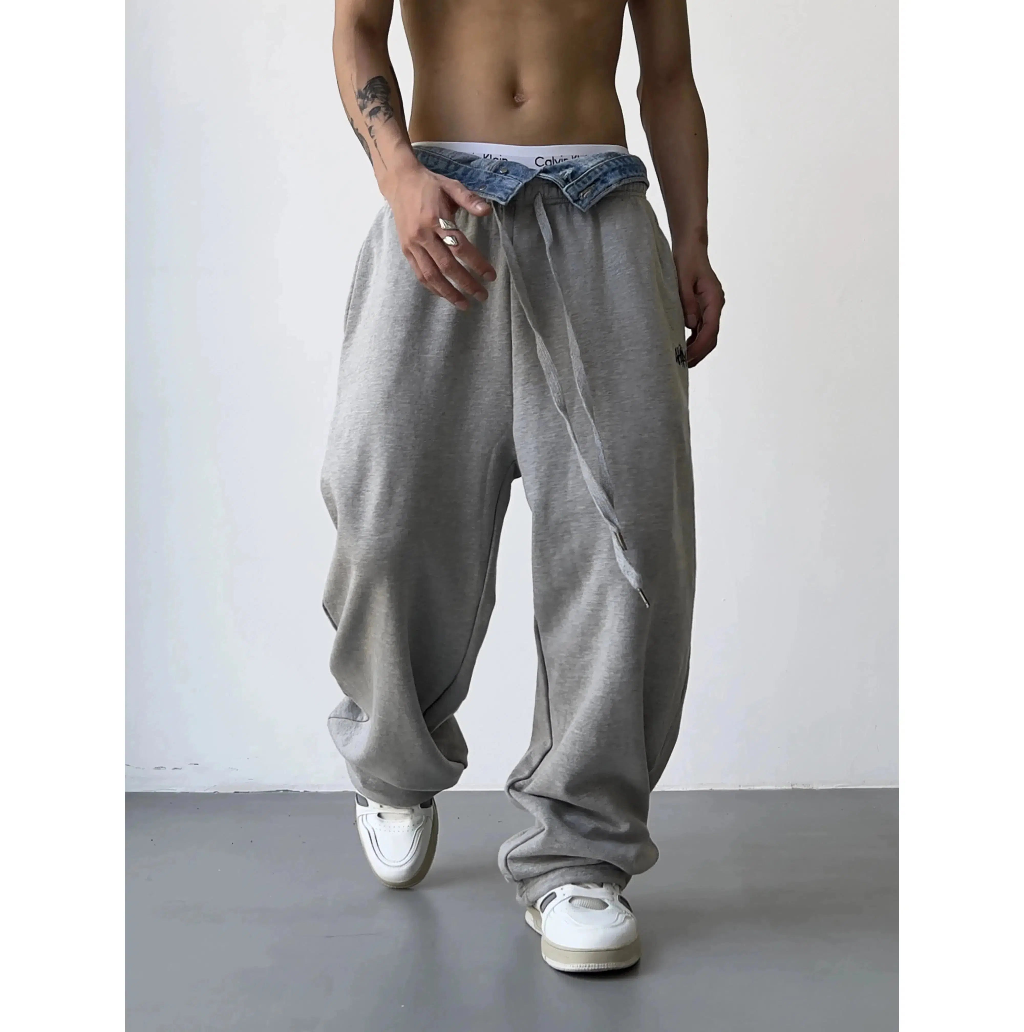 Two-piece Jeans Waist Sweatpants Athletic Men's Compression