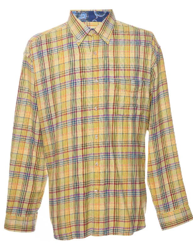 Graffiti Inspired Yellow Checked Shirt - XL Traditional Men's Country