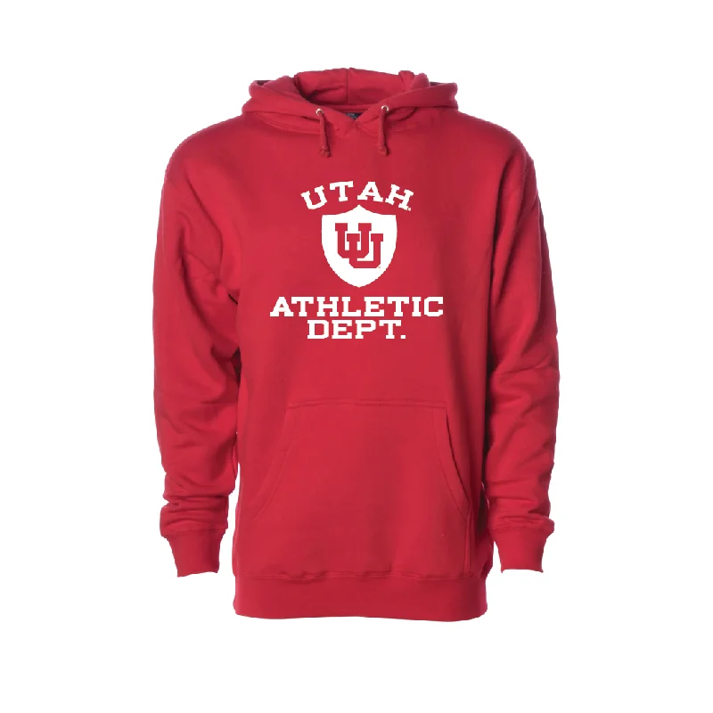 K - Pop Influence Utah Athletic Department  Embroidered Hoodie Sleek Men's Metallic