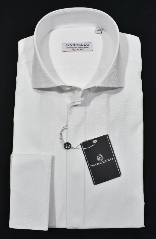 DS140B White Formal Shirt, Fly Front Unique Men's Upcycled