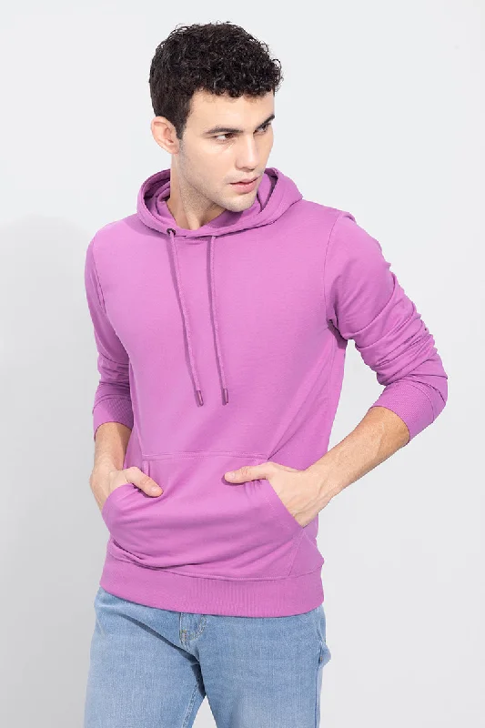 Hip - Hop Style Solid Purple Hoodie Hip Men's Retro