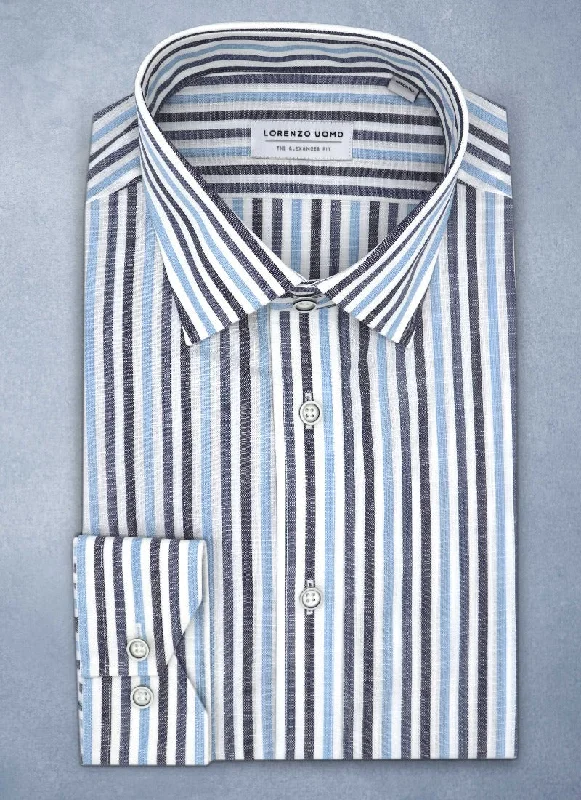 Alexander "Sinfonia Stripe" in Blue Shirt Luxurious Men's High