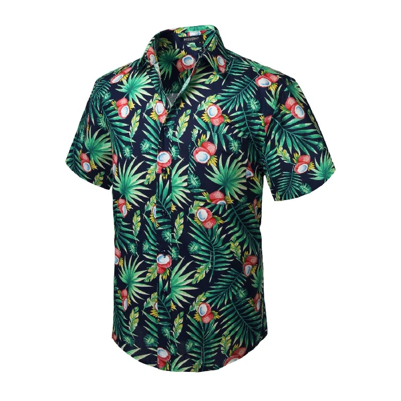 Funky Hawaiian Shirts with Pocket - NAVY BLUE/GREEN Tough Men's Tactical