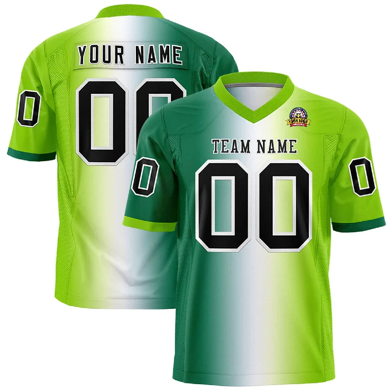 Custom Kelly Green White-Neon Green Personalized Gradient Fashion Authentic Football Jersey Stylish Men's Neon