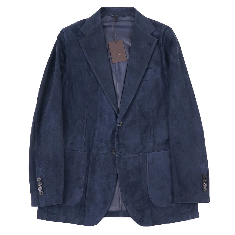 Pop culture - inspired Rifugio Unlined Lambskin Suede Blazer Sharp Men's Italian