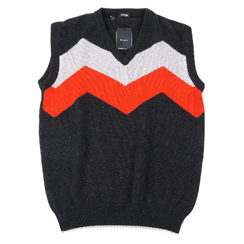 Street inspired Kiton Patterned Cashmere Sweater Vest Dynamic Men's Moto