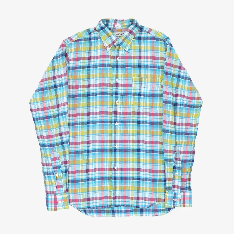 Breathable Madras Check BD Shirt Casual Men's Japanese 