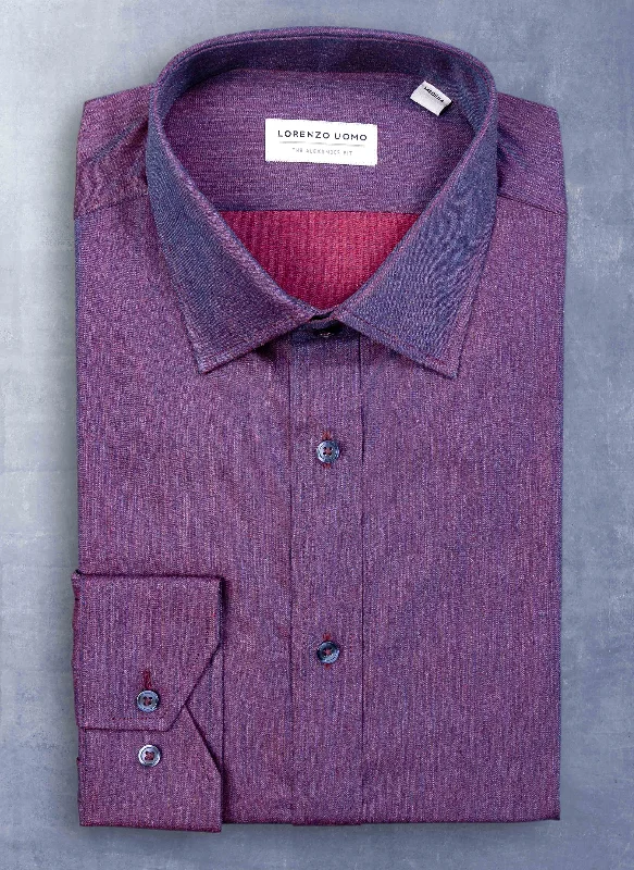 Alexander Sport Shirt in Solid Heather Purple Luxurious Men's High