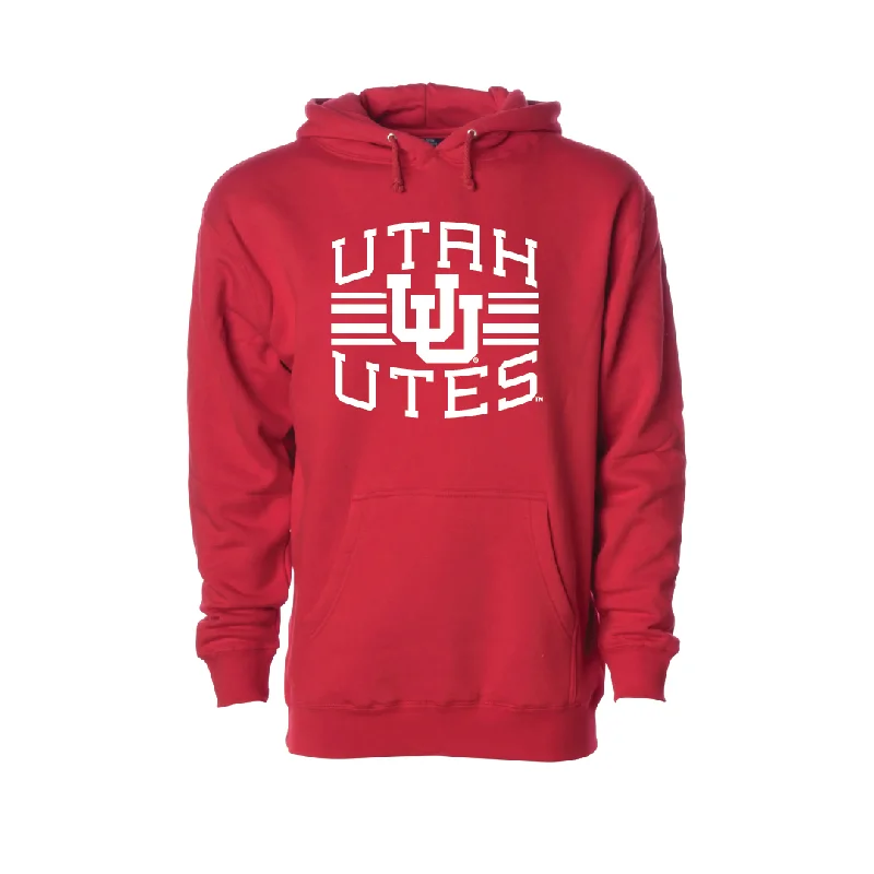 Skin - Friendly Utah Utes  - Utah Stripe-Circle and Feather  Embroidered Hoodie Sharp Men's Italian