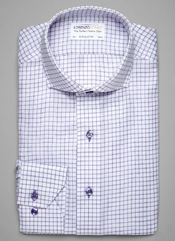 Maxwell in Purple Windowpane Shirt Relaxed Men's Beach