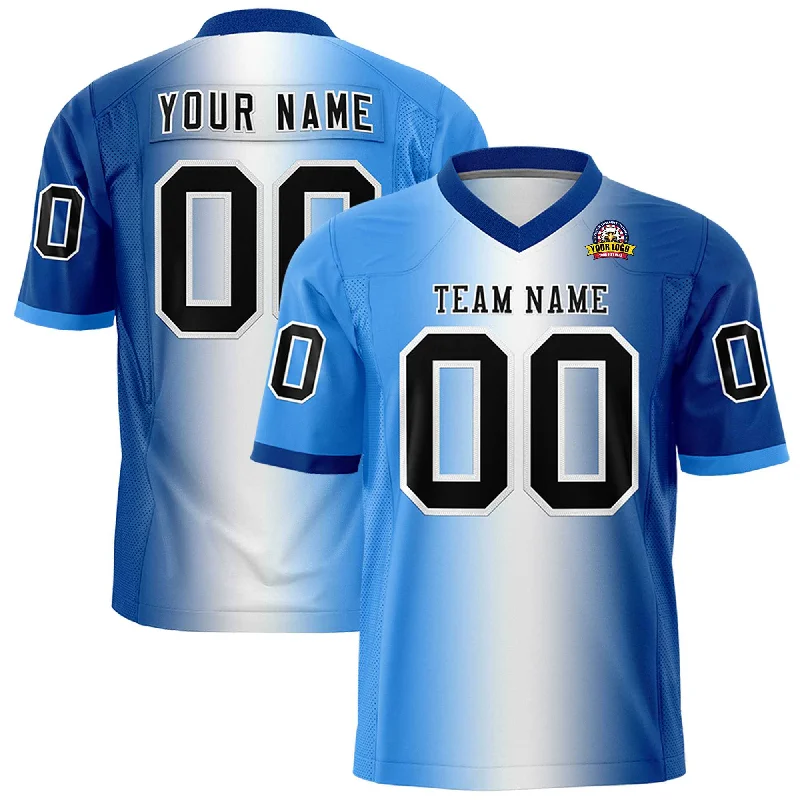 Custom Powder Blue White-Royal Personalized Gradient Fashion Authentic Football Jersey Stylish Men's Tropical 