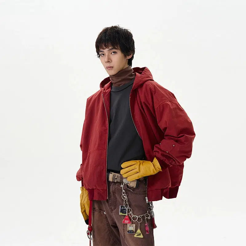 Cloud Soft Red Hooded Jacket Artistic Men's Hand