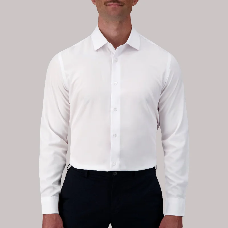 Long Sleeve 4-Way Stretch Dress Shirt in White Street