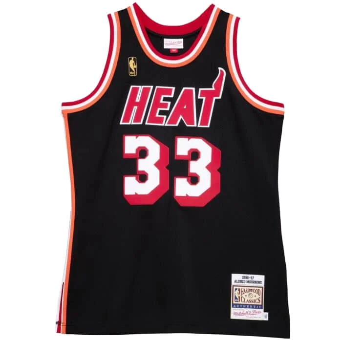 Alonzo Mourning Mitchell and Ness Miami HEAT Authentic Jersey Elegant Men's Formal 