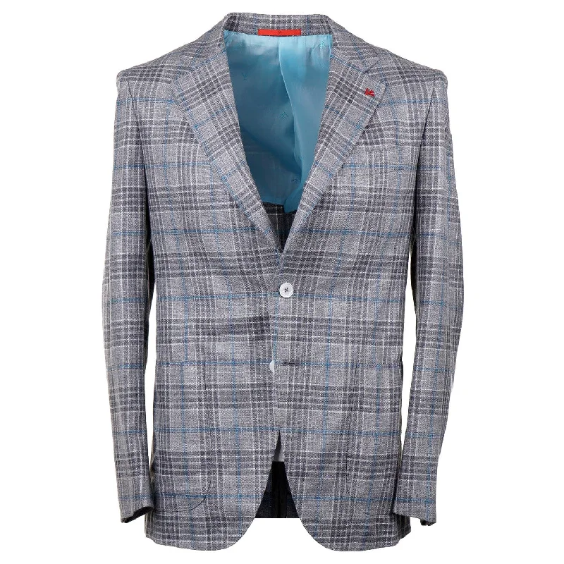 Sustainable fashion oriented Isaia Layered Check Wool-Silk-Linen Sport Coat Youthful Men's Pop