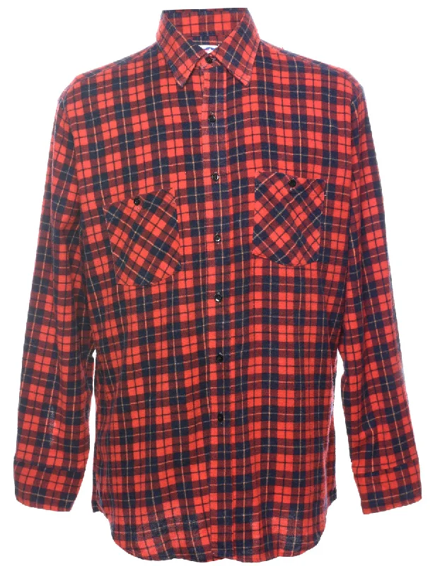 Perfect fittingLong Sleeved Checked Shirt - L Casual Men's Loose