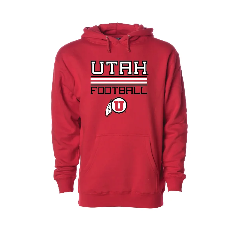 Comfort Fit Utah Football - Circle and Feather  Embroidered Hoodie Dynamic Men's Moto