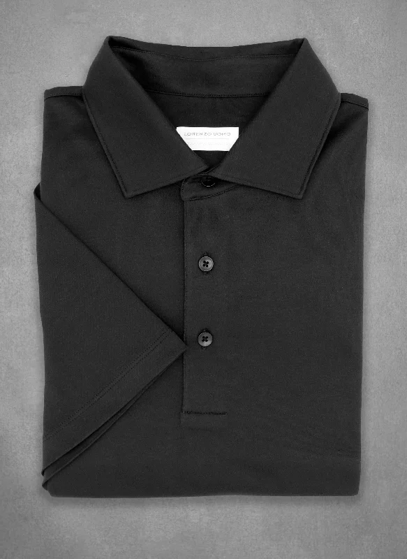 Supima® Cotton Short Sleeve Polo Shirt in Black Classic Men's Pin