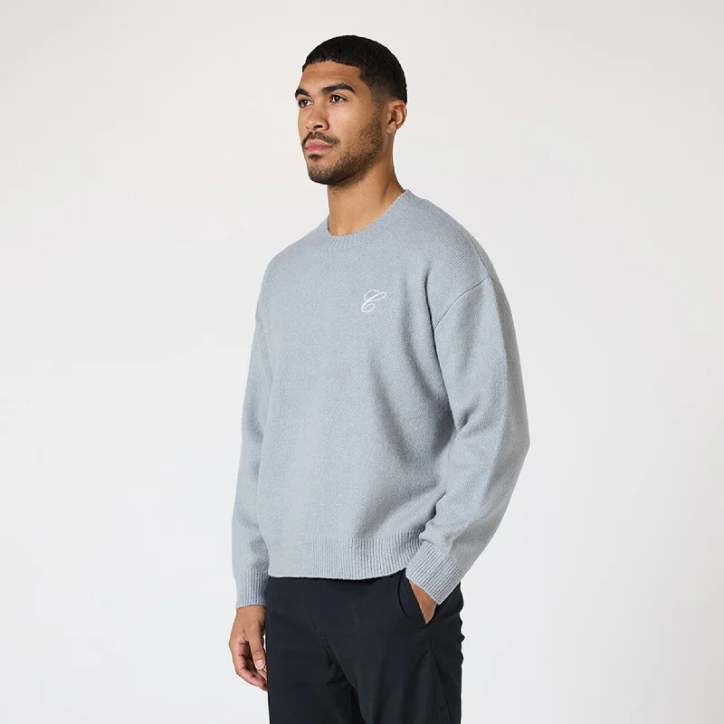 Light on Body Knit Initial Crewneck | Light Grey Dynamic Men's High