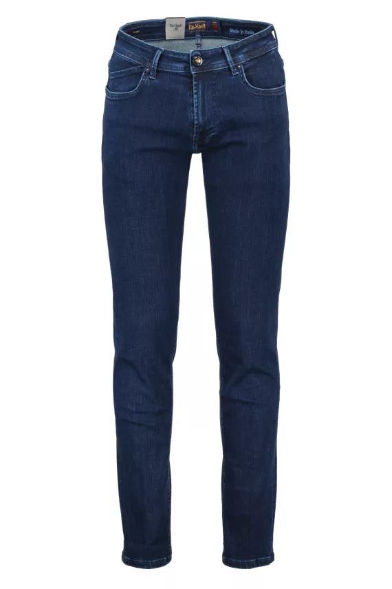 Dark Blue Wash With Blue Stitching Rubens Cotton Slim Fit Jeans - Re-Hash Dapper Men's 1920S