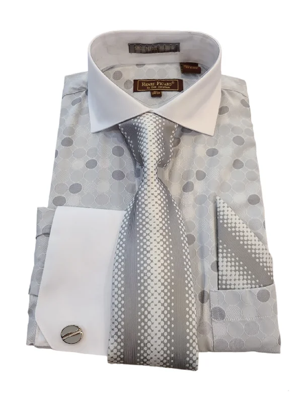 Henri Picard polka Dot Dress Shirt Combo Luxurious Men's High