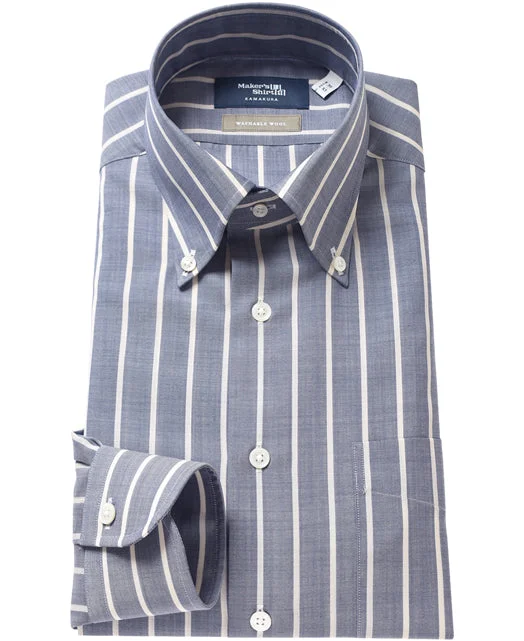 TOKYO SLIM FIT - Button Down Washable Wool Traditional Men's Wool