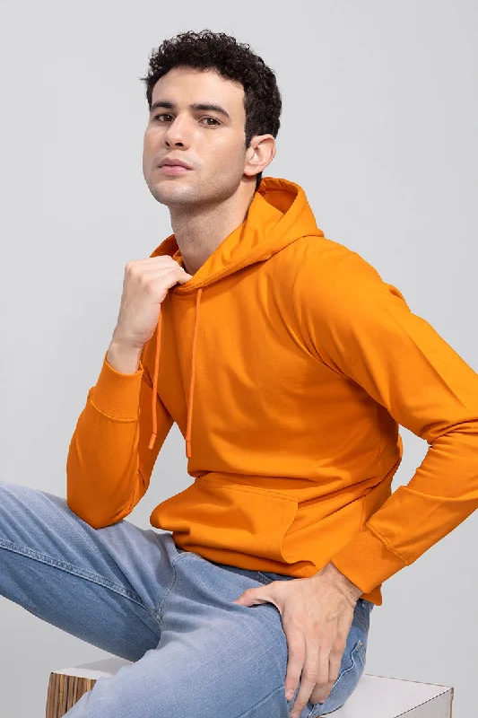 Retro Gaming Solid Orange Hoodie Polished Men's Satin