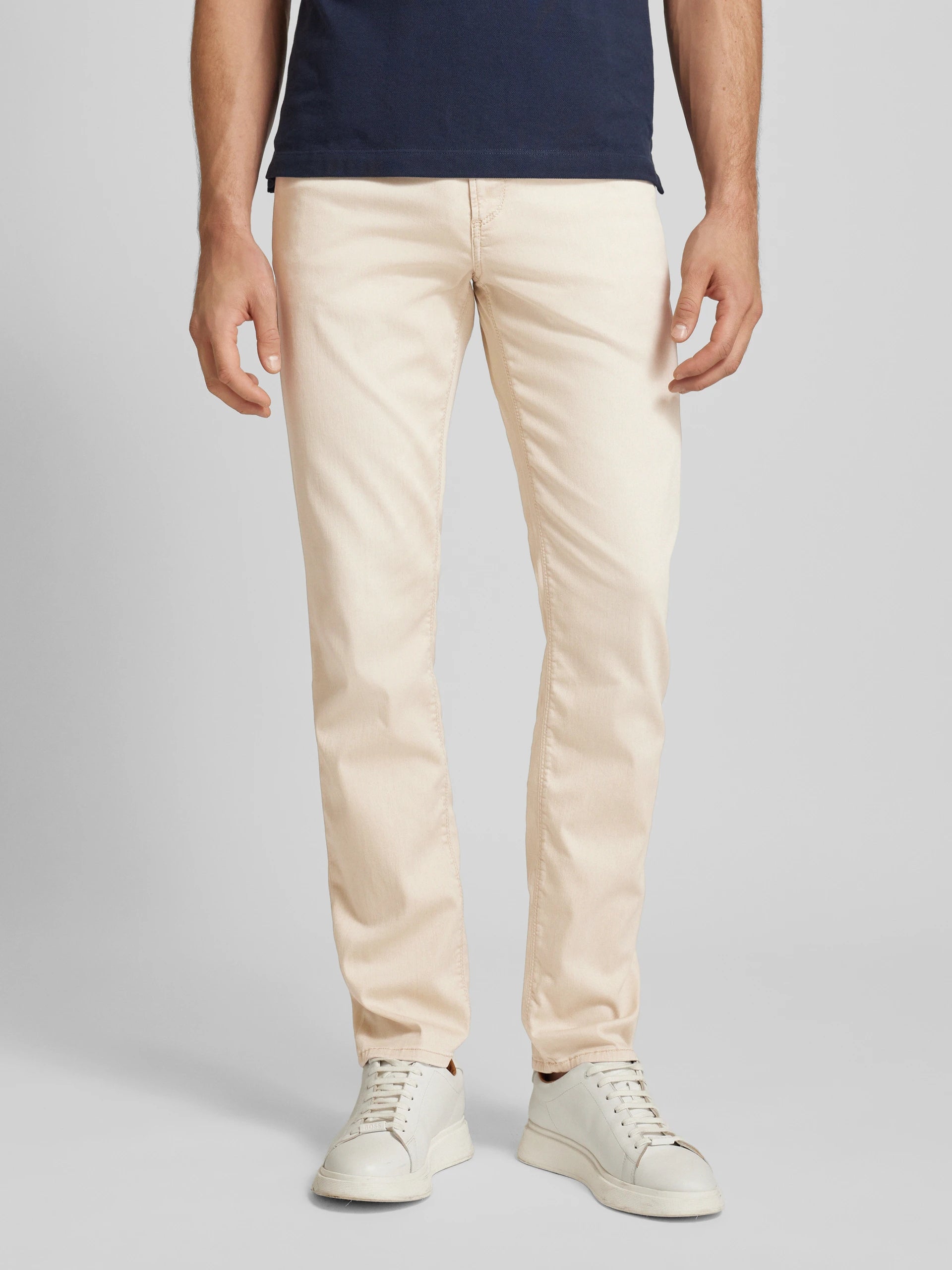 Light Beige Tencel-Cotton Regular Fit (Pipe) Jeans - ALBERTO Business