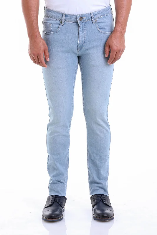 Slim Fit Low Waist Light Blue Cotton Denim Refined Men's European