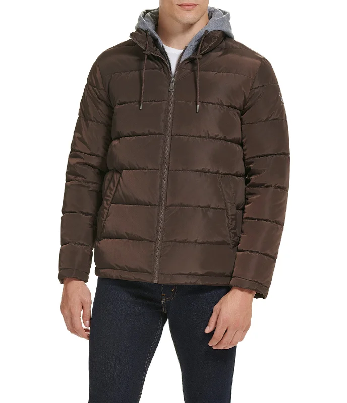 Ultra warm Hooded Puffer Jacket With Bib Sharp Men's Italian