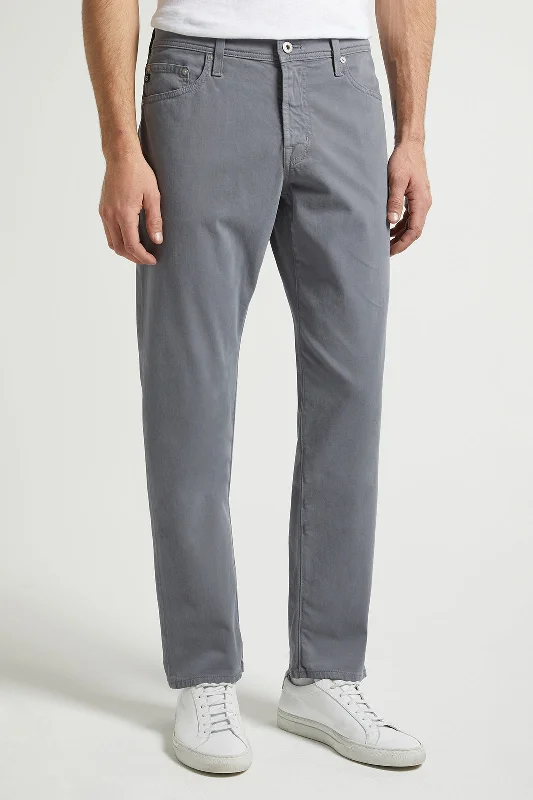 Autumn Fog Grey Sueded Tellis Modern Slim Fit Pants - AG Jeans Classic Men's Pin