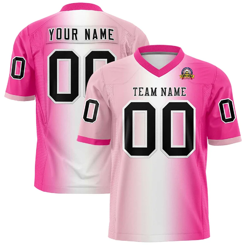 Custom Light Pink White-Pink Personalized Gradient Fashion Authentic Football Jersey Monochromatic All