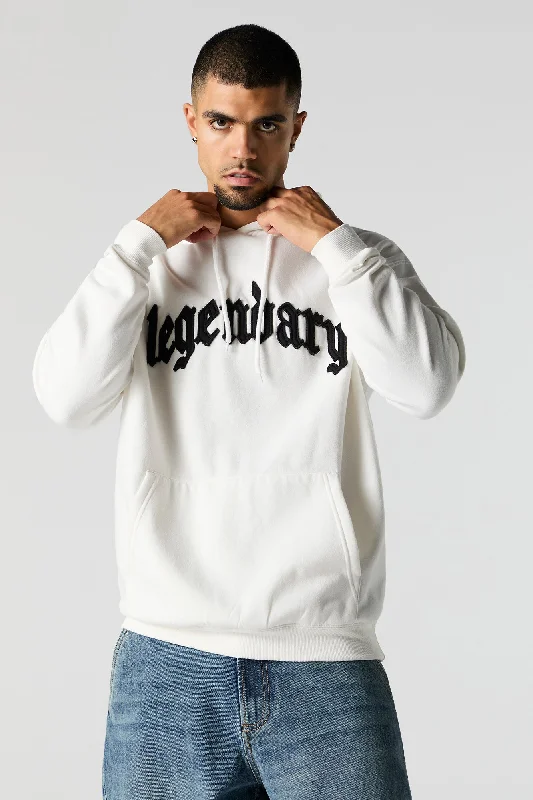 Anime Inspired Legendary Embroidered Fleece Hoodie Laid