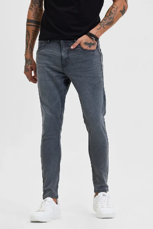 Grey Skinny Fit Jeans Sporty Men's Tennis