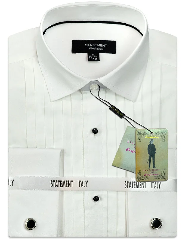 MODERN FIT WHITE TUXEDO DRESS SHIRT WITH STUD BUTTONS Cclassic Men's Tweed