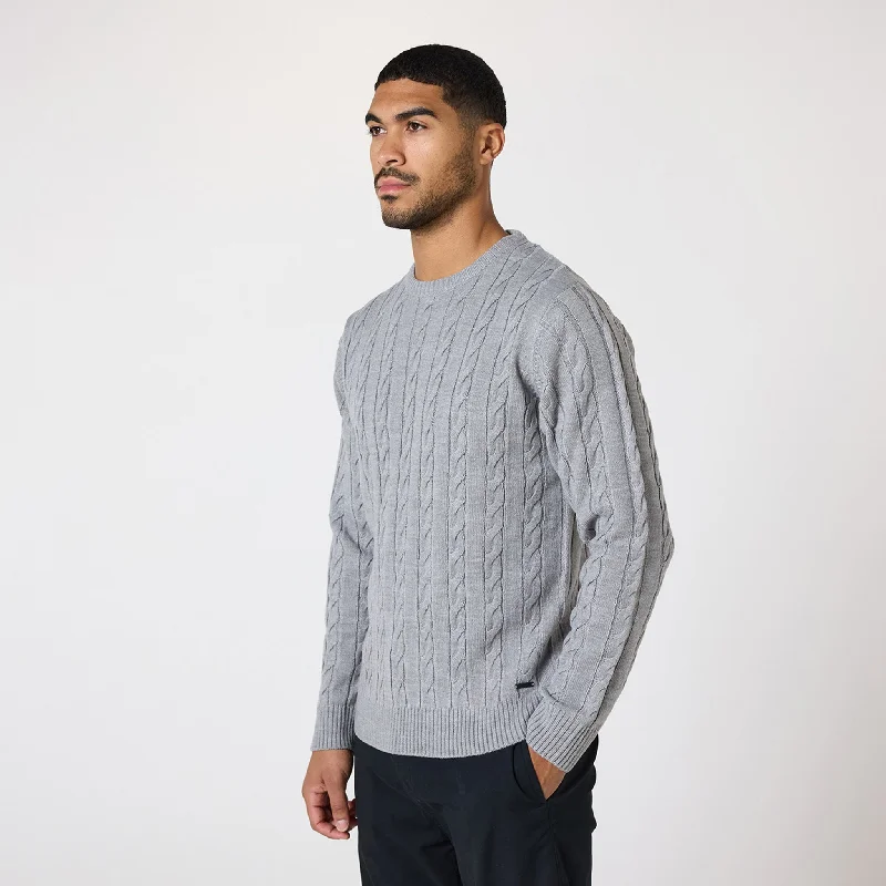 Skin - Friendly Cable Knit Crewneck | Grey Marl Bold Men's Animal