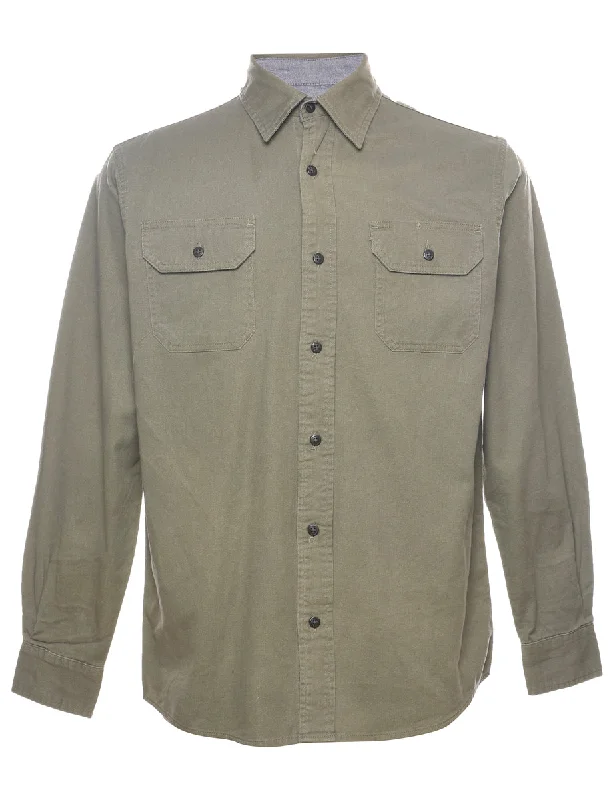 Snug Fit Wrangler Olive Green Shirt - S Cozy Men's Winter