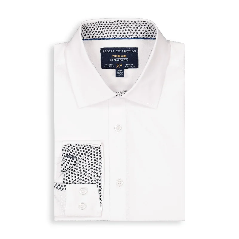 White Tonal Performance Shirt Sophisticated Men's French