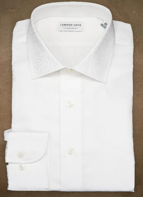 Alexander in White Nano Diamond Shirt Polished Men's Satin