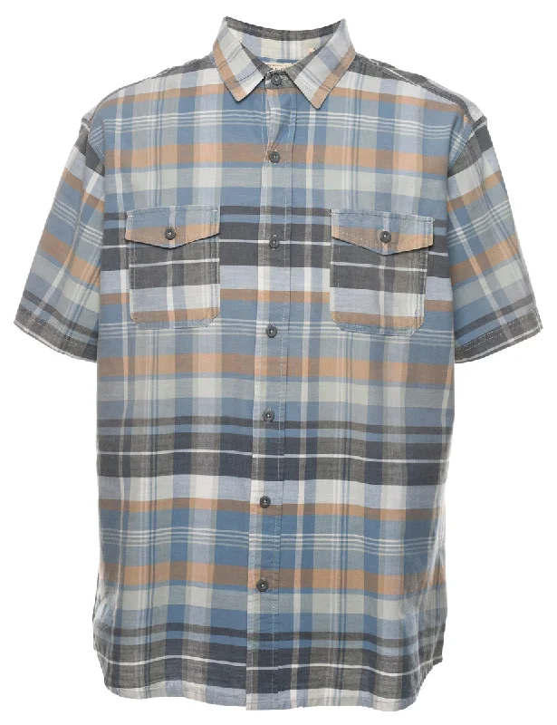 Cloud Soft Red Head Short Sleeve Checked Shirt - L Relaxed Men's Beach