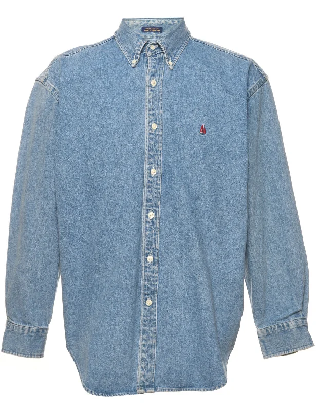 Workwear  influenced Stone Wash Denim Shirt - M Sharp Men's Italian